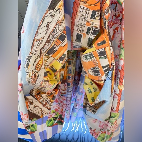 Lena Vie Boutique Drop Capri Retro Print High Waisted MIDI A Line Dress With Tie - Picture 4 of 8